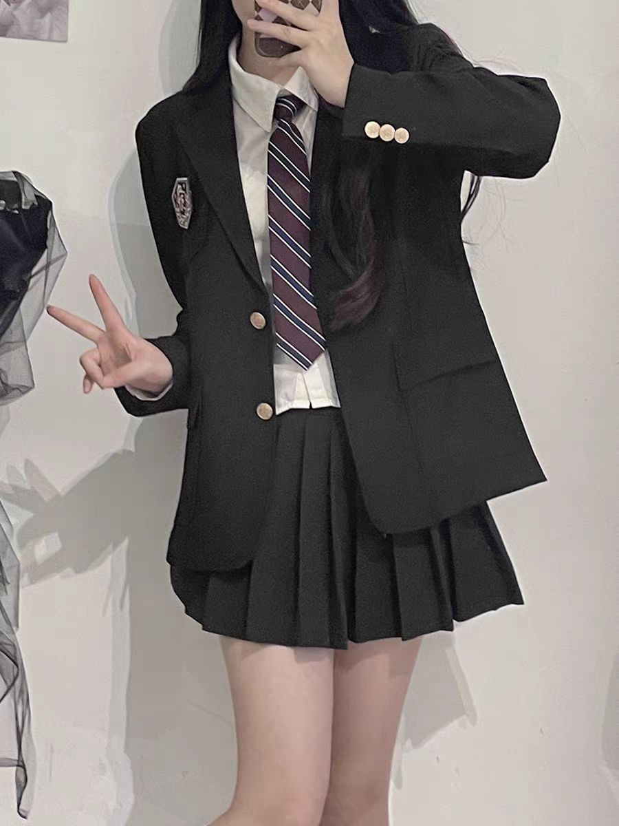 JK制服黑西装校服比赛装工作班服套装  可定制