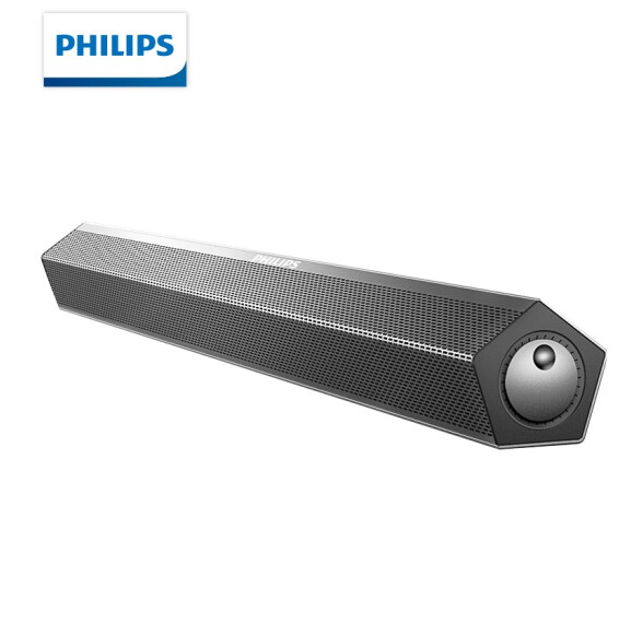 飞利浦 PHILIPS SPA520S银色音箱 长条双喇叭 3D环绕铝合金音响