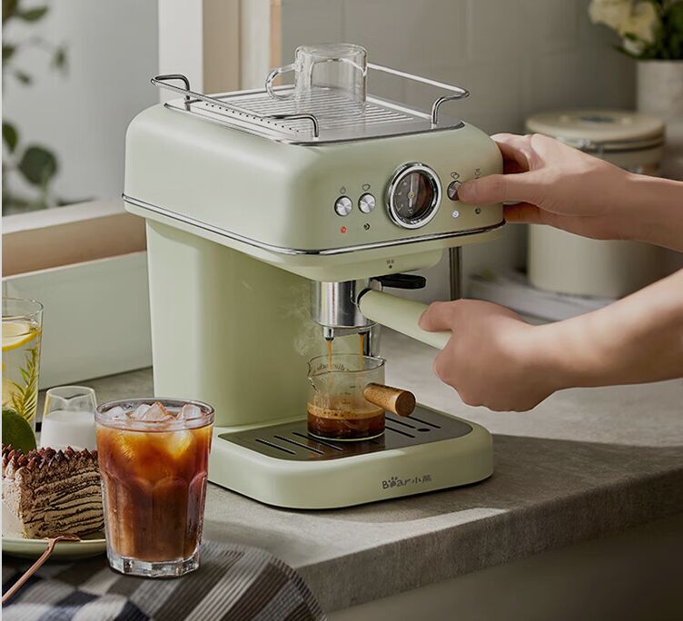 小熊（Bear）意式半自动 复古咖啡机小白可打奶泡 20Bar 高压萃取强劲蒸汽奶泡 【胶囊/咖啡粉两用】KFJ-E12Q5